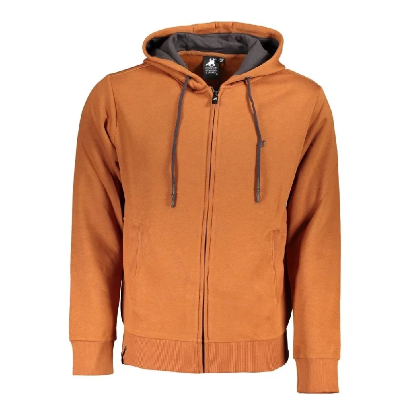 Fashionable Men's Crew-Neck SweatersU.S. Grand Polo Classic Hooded Zip Sweatshirt in Men's Brown