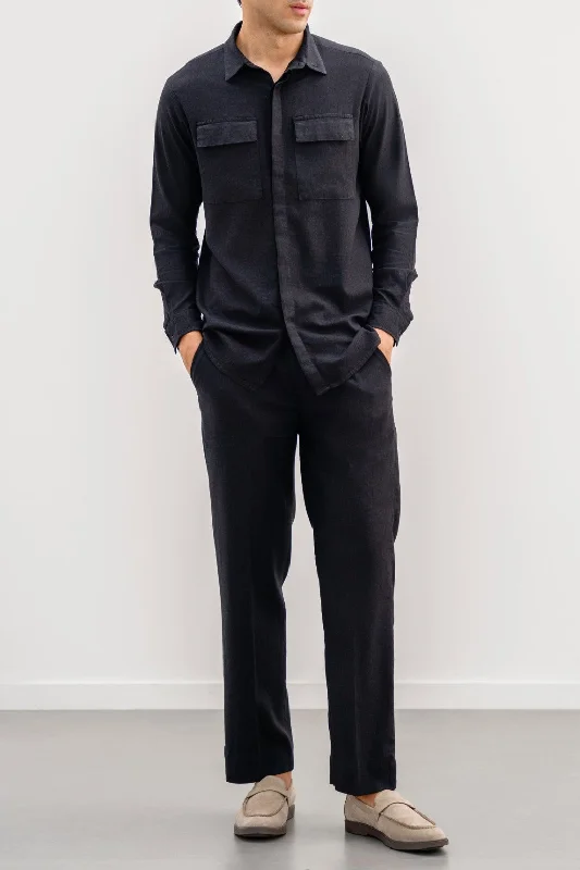 Men's Luxury Shirts for High-End FashionLINEN SHIRT WITH FLAP POCKETS
