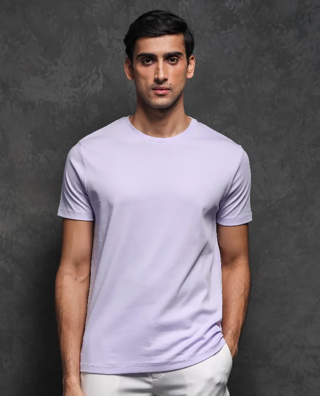 Striped Men's TopsRare Rabbit Men's Gis Pastel Purple Cotton Fabric Crew Neck Half Sleeves Regular Fit Solid T-Shirt Striped Men's TopsRare Rabbit Men's Gis Pastel Purple Cotton Fabric Crew Neck Half Sleeves Regular Fit Solid T-Shirt