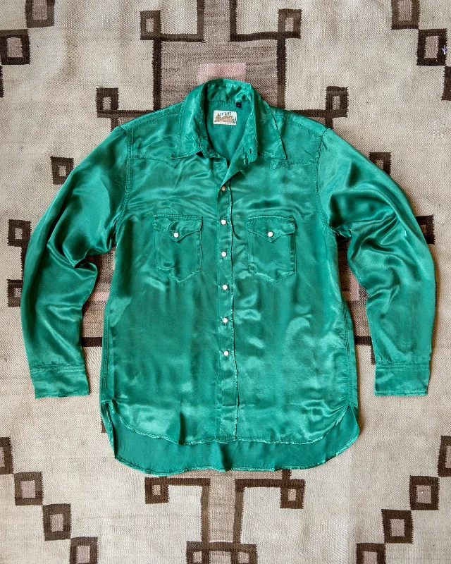 Men's Checkered Shirts for a Retro FeelSatin Rodeo Shirt - Evergreen