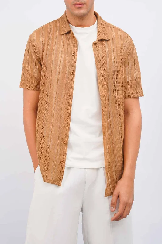 Men's Timeless Dress Shirts for Enduring StyleTEXTURED CROCHET SHIRT