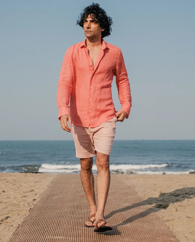 Men's Pants with Belt LoopsRare Rabbit Men's Pinto Light Pink Cotton Fabric Drawstring Mid Rise Shorts
