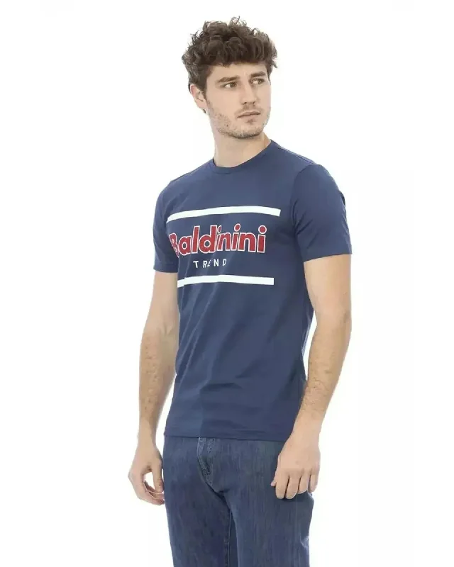 Men's Shirts with Elastic WaistbandsBaldinini Trend Men's Blue Cotton T-Shirt - M