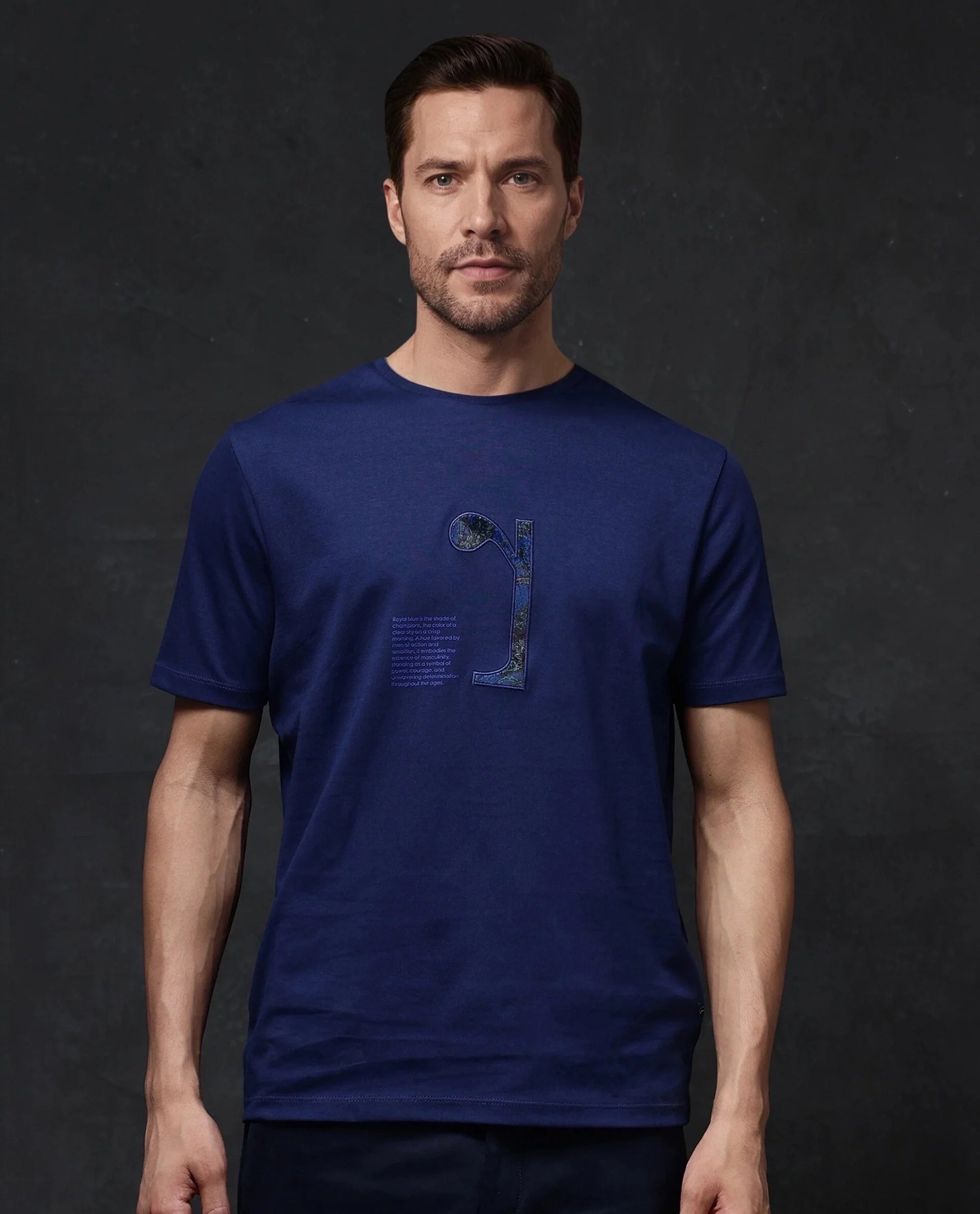 Men's Shirts with Moisture-Wicking FabricRare Rabbit Men Tezo Navy Cotton Polyester Fabric Short Sleeve Crew Neck Regular Fit Graphic Print T-Shirt Men's Shirts with Moisture-Wicking FabricRare Rabbit Men Tezo Navy Cotton Polyester Fabric Short Sleeve Crew Neck Regular Fit Graphic Print T-Shirt