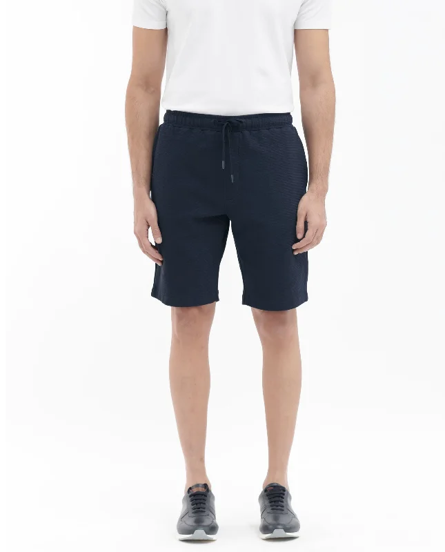 Men's Yoga Pants for FlexibilityRare Rabbit Mens Ambet Dusky Navy Cotton Polyester Solid Knee Length Shorts