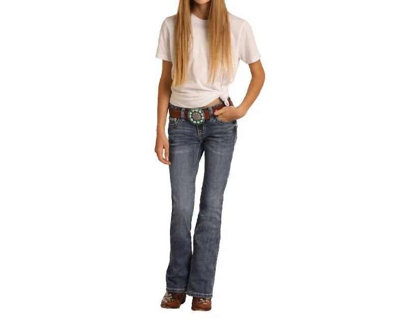 Cool Distressed Men's JeansKid's Cowgirl Girls Bootcut Jeans In Medium Wash