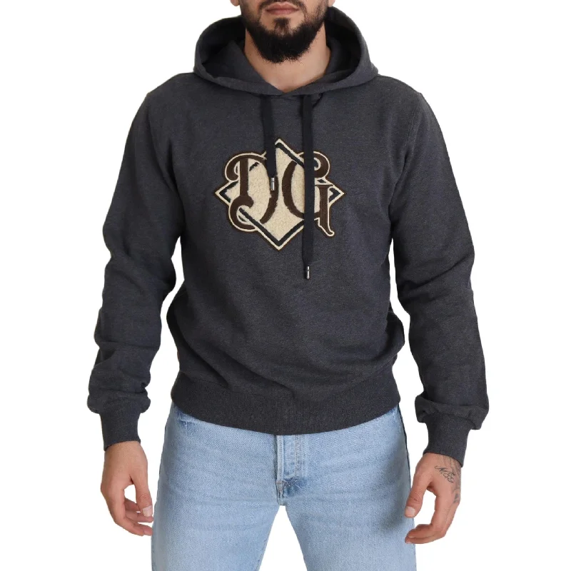 Men's Sweaters with Adjustable HemlinesDolce & Gabbana Elegant Grey Cotton Hooded Men's Sweatshirt Men's Sweaters with Adjustable HemlinesDolce & Gabbana Elegant Grey Cotton Hooded Men's Sweatshirt