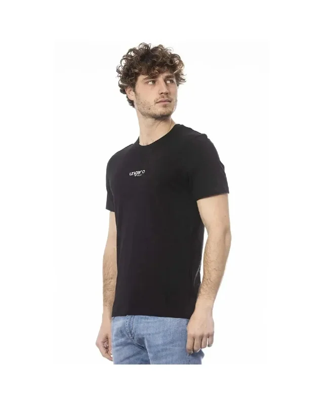 Men's Shirts with Custom MonogramsUngaro Sport Men's Sleek Black Cotton Crew Neck T-Shirt - L