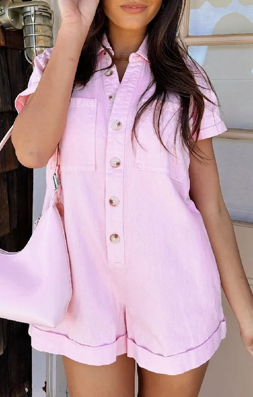 Men's Jeans for a Casual LookRange Romper ~ Candy Pink Denim