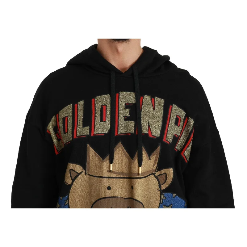 Men's Sweaters for Mild WeatherDolce & Gabbana Elegant Hooded Pullover With Regal Men's Motif Men's Sweaters for Mild WeatherDolce & Gabbana Elegant Hooded Pullover With Regal Men's Motif