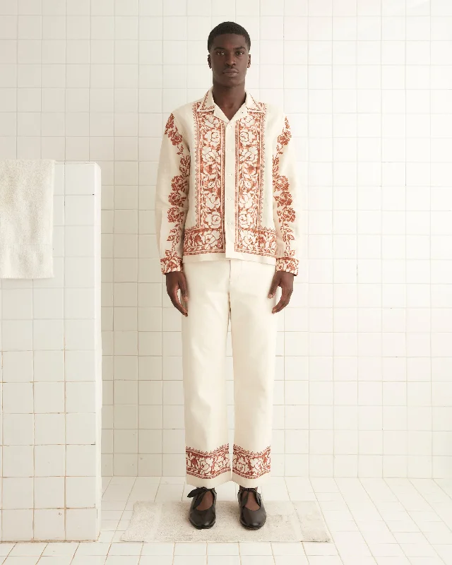 Men's Patterned Dress Shirts for a Unique TwistCross-Stitched Rose Garland Long Sleeve Shirt