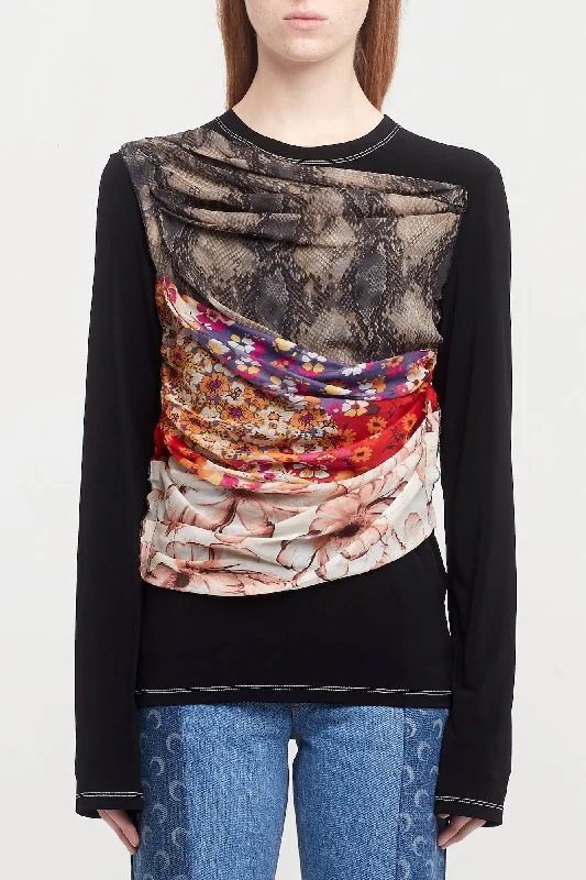 Marine Serre Regenerated Silk Scarves Draped Top