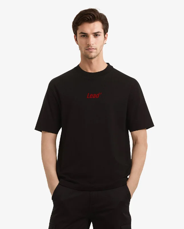 Men's Shirts with Roll-Up SleevesRare Rabbit Men Lea Black Cotton Fabric Short Sleeve Crew Neck Oversized Fit Graphic Flock Print T-Shirt Men's Shirts with Roll-Up SleevesRare Rabbit Men Lea Black Cotton Fabric Short Sleeve Crew Neck Oversized Fit Graphic Flock Print T-Shirt