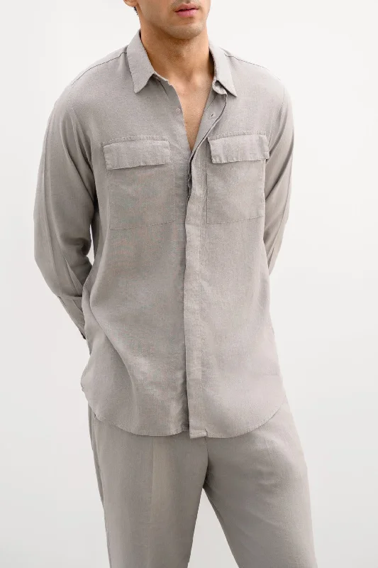 Men's Limited Edition Shirts for ExclusivityLINEN SHIRT WITH FLAP POCKETS