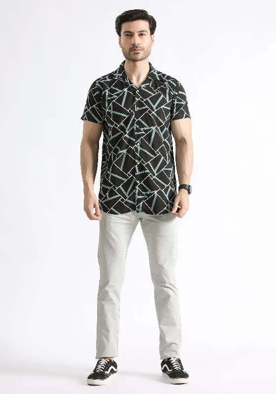 Men's Geometric Print Shirts for a Modern TwistBlack Geometric Print Shirt