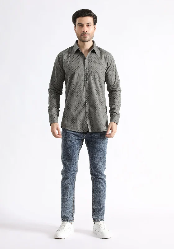 Men's Organic Cotton Shirts for Eco-ConsciousnessGrey Printed Shirt