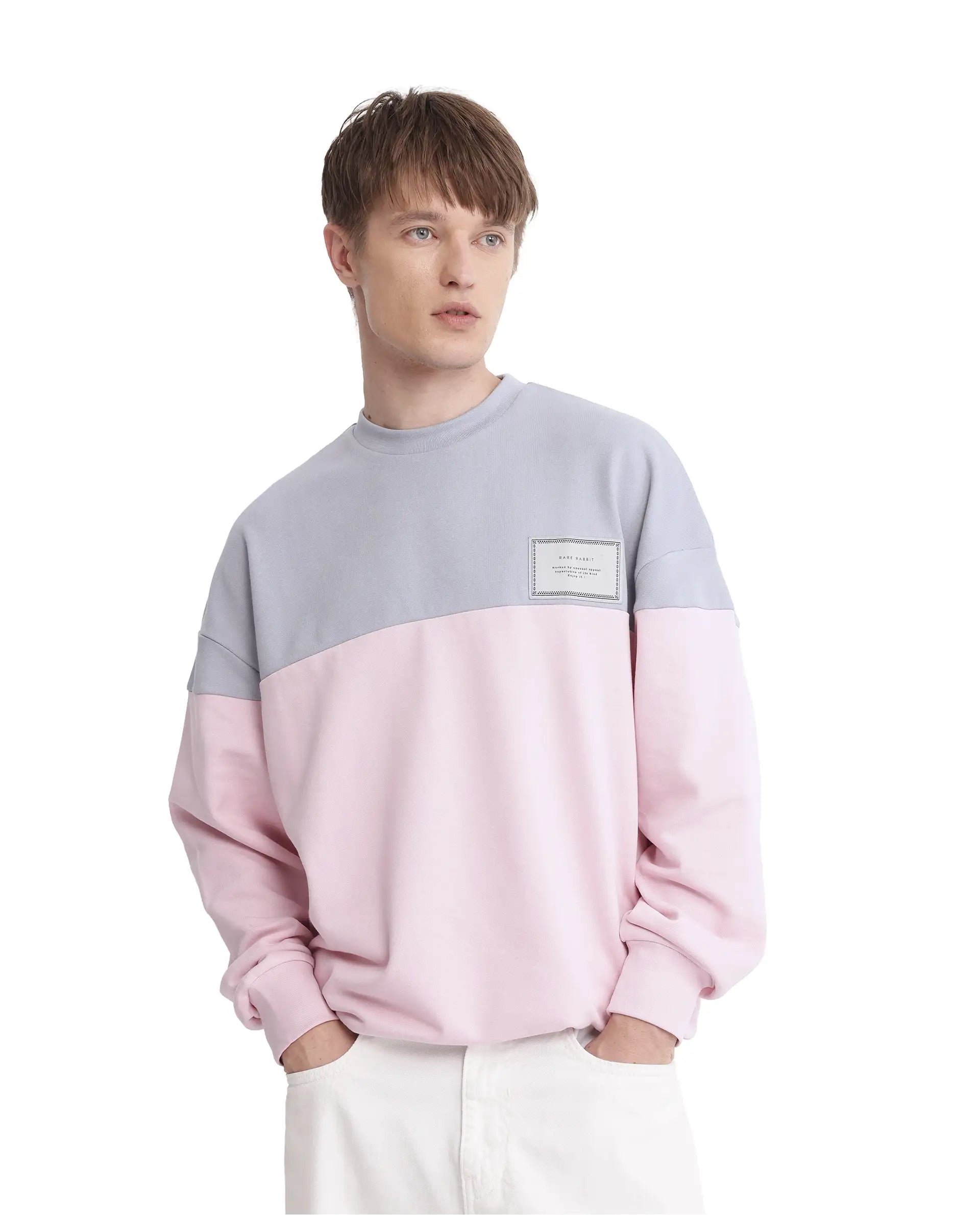 Affordable Men's HoodiesRare Rabbit Men Doel Grey Cotton Blend Fabric Full Sleeve Boxy Fit Colorblock Label Pocket Placement Sweatshirt Affordable Men's HoodiesRare Rabbit Men Doel Grey Cotton Blend Fabric Full Sleeve Boxy Fit Colorblock Label Pocket Placement Sweatshirt