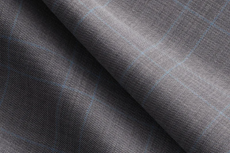 Made to Measure Light Grey & Teal Windowpane Check Trouser
