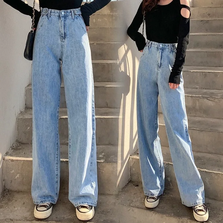 Cool Distressed Men's JeansKittenAlarm - streetwear high waist women's fashion jeans woman girls women wide leg pants trousers female trousers denim bagge mom jeans