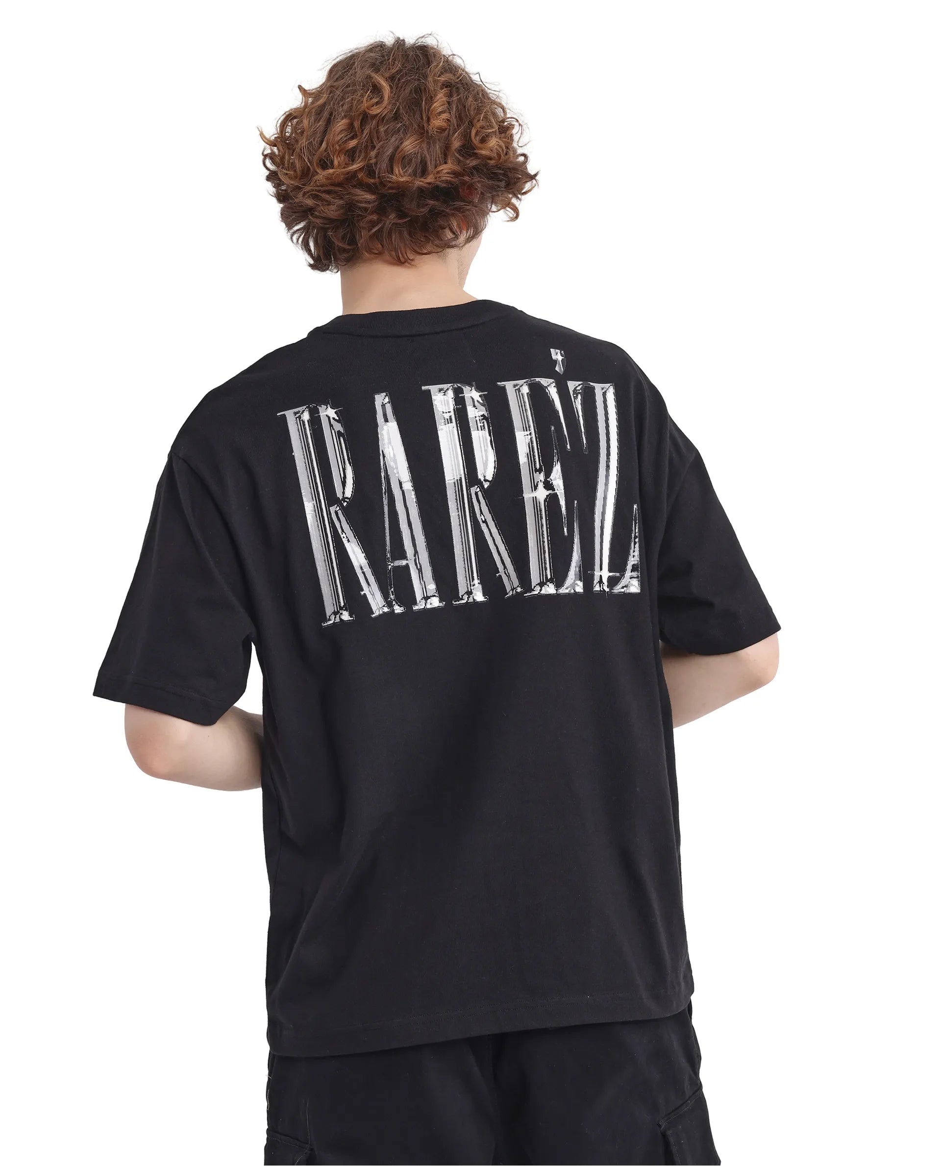 Men's Shirts with Hook-and-Loop ClosuresRare Rabbit Men Keltz Black Cotton Fabric Short Sleeve Crew Neck Oversized Fit Printed T-Shirt Men's Shirts with Hook-and-Loop ClosuresRare Rabbit Men Keltz Black Cotton Fabric Short Sleeve Crew Neck Oversized Fit Printed T-Shirt