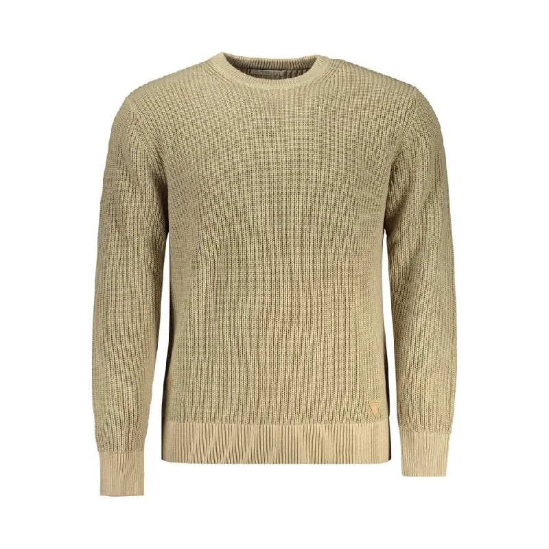 Men's Sweaters with A-Line ShapesGuess Jeans Beige Cotton Men's Sweater
