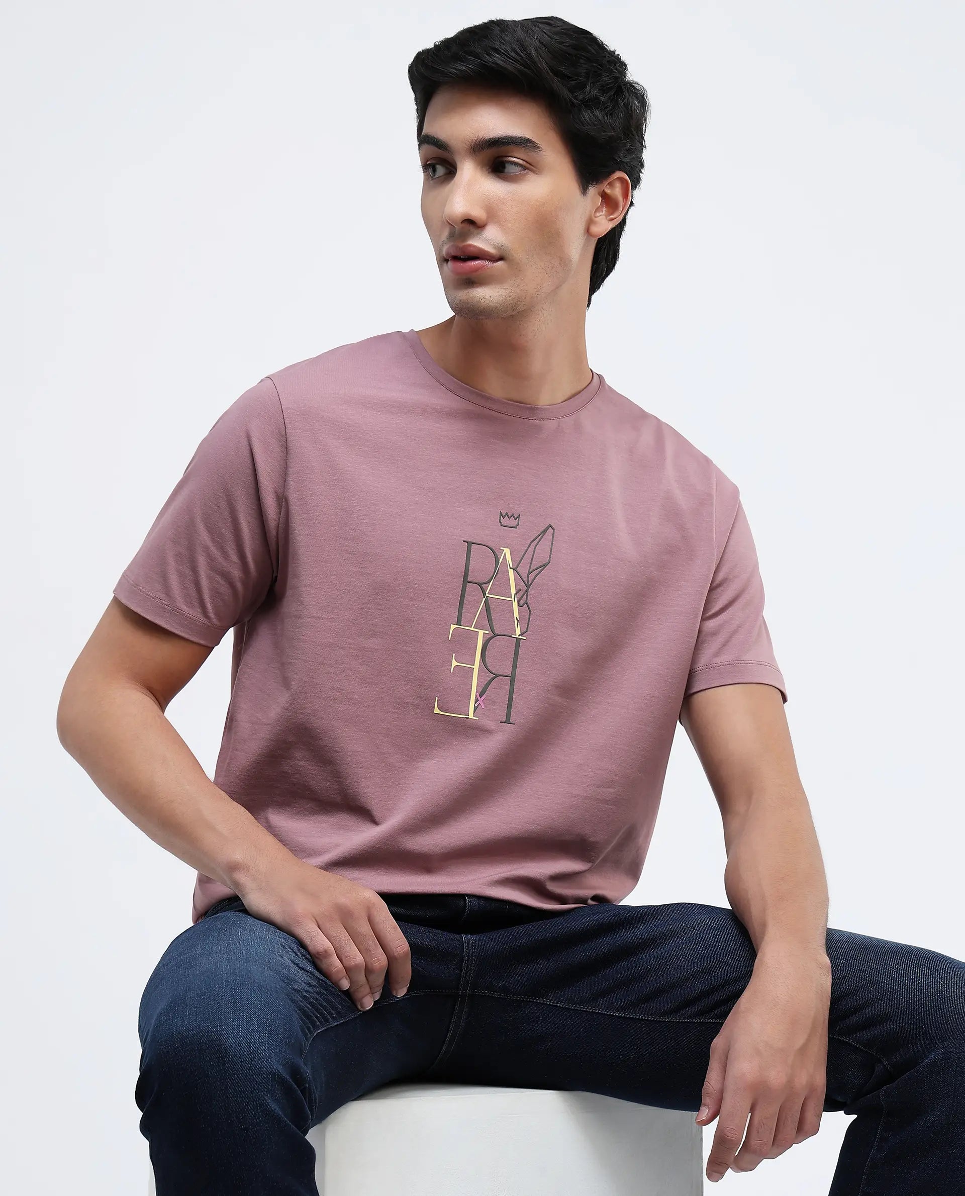 Classic Men's Button-Up ShirtsRare Rabbit Men Keat Pink Short Sleeves Crew Neck Regular Fit Hd Graphic Print T-Shirt Classic Men's Button-Up ShirtsRare Rabbit Men Keat Pink Short Sleeves Crew Neck Regular Fit Hd Graphic Print T-Shirt