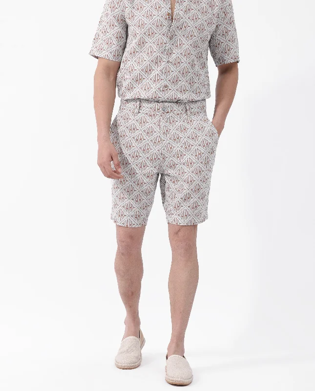 Men's Bootcut Jeans for a Flattering ShapeRare Rabbit Mens Raron Pastel Blue Double Layer Cotton Monogram Print Shorts