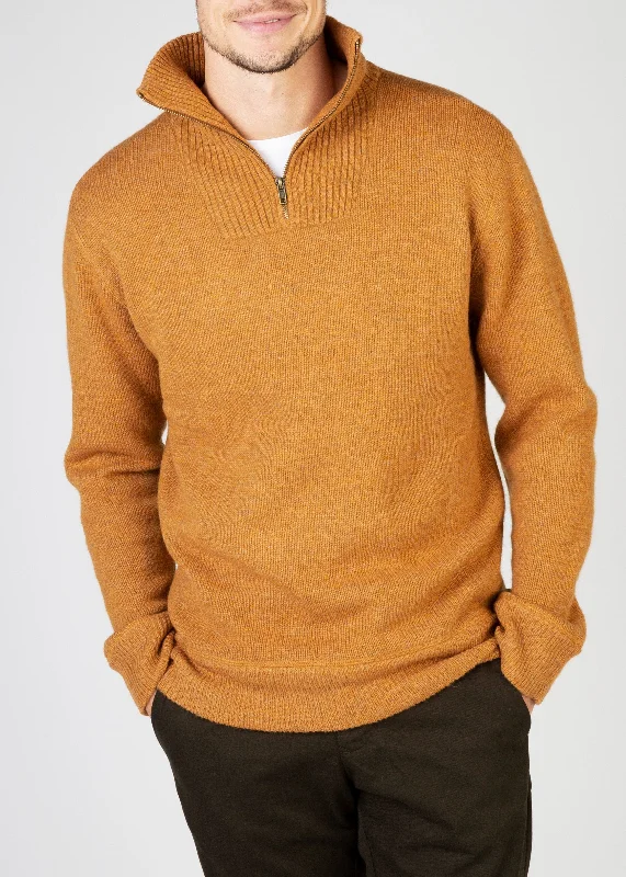 Solid-Colored Men's SweatersIrelandsEye Men's Zip Sweater | Warm Sand