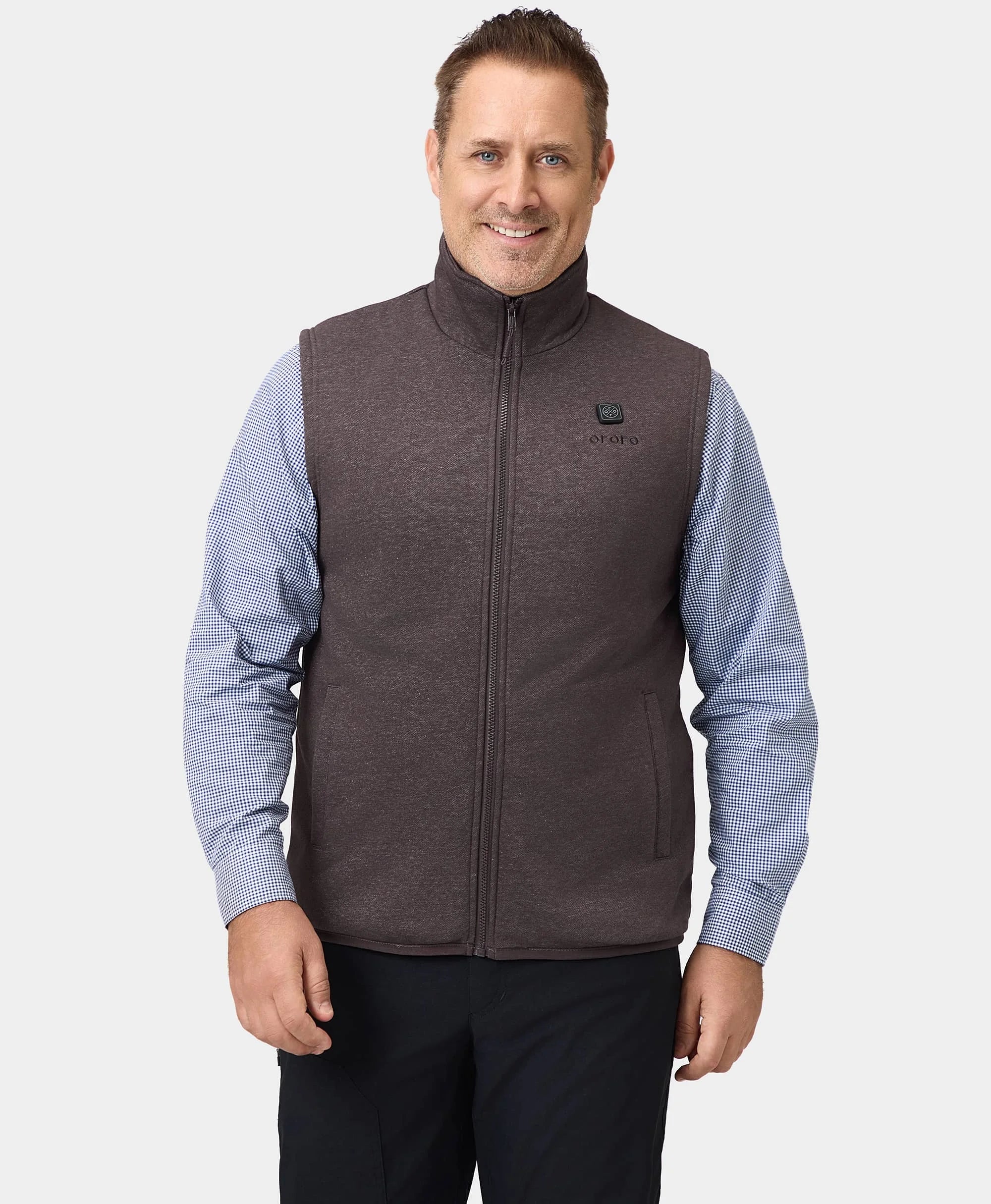 Modern Men's Tech HoodiesFinal Sale - Men's Heated Fleece Vest - Brown Stone