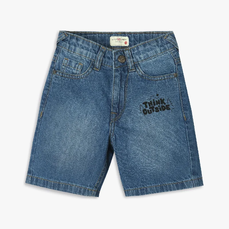 Men's Pants with SuspendersBoys Regular Fit Embellished Mid Rise Shorts