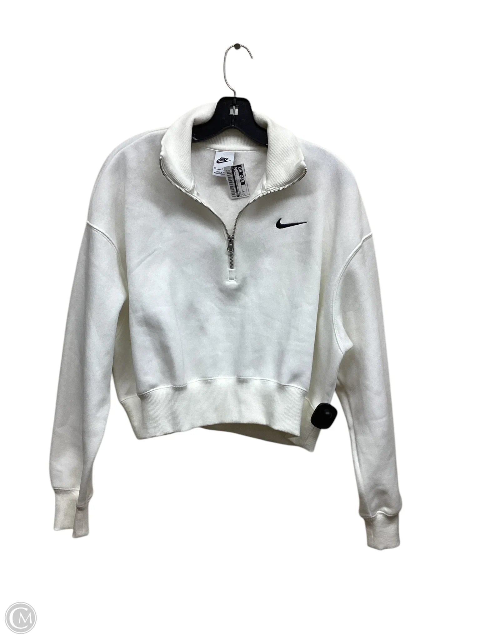 Warm Men's Thermal HoodiesAthletic Sweatshirt Collar By Nike In White, Size: M