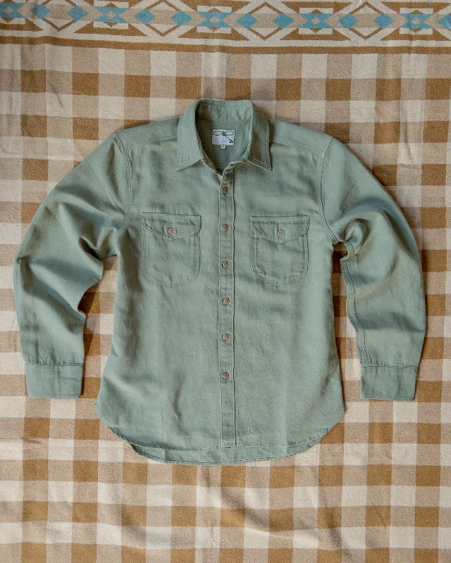 Men's Limited Edition Shirts for ExclusivityCotton/Linen Twill Officer's Shirt - Faded Olive
