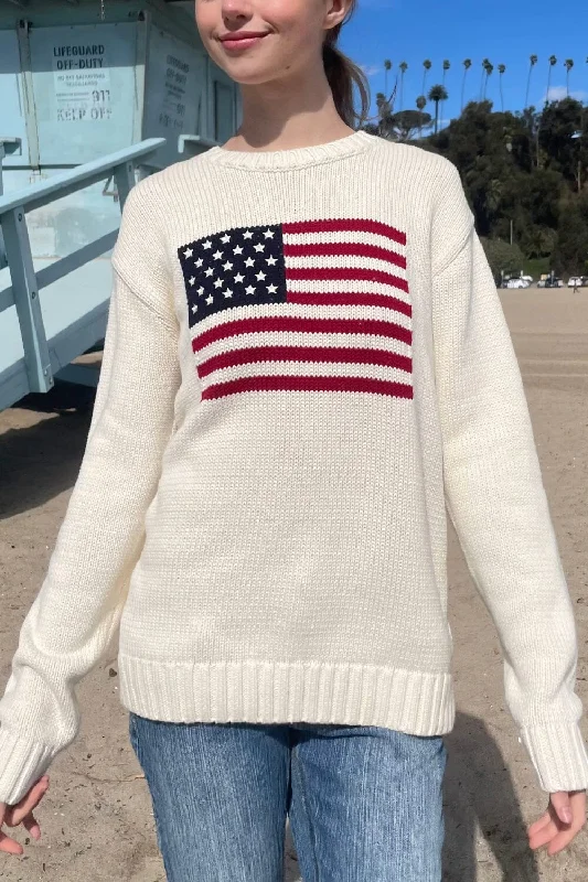Men's Sweaters with Three-Quarter SleevesNico American Flag Sweater