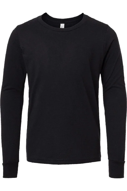 Men's Shirts with Raw-Edge HemlinesBELLA + CANVAS Youth Heather CVC Long Sleeve Tee