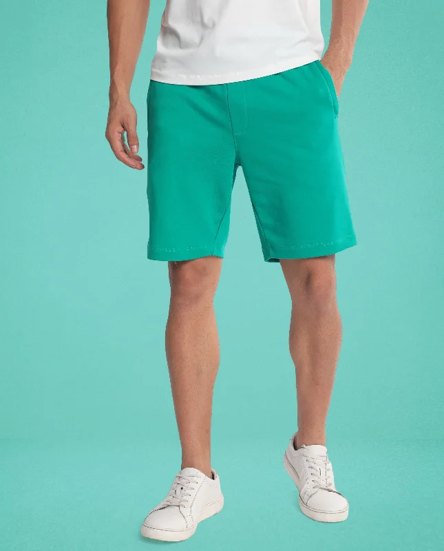 Men's Pants with Turn-Up CuffsShorts Emerald Green Men
