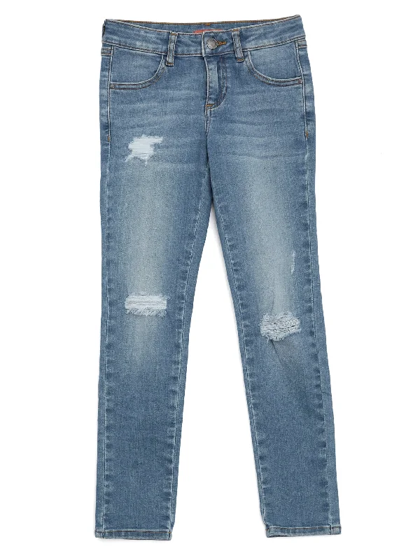 Classic Blue Men's JeansMiniMe Distressed Skinny Jeans (7-16)