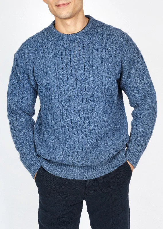 Men's Sweaters for LayeringIrelandsEye Cashmere Aran Sweater | Blue - Clearance