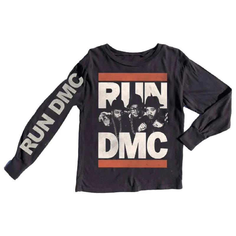 Men's Shirts with Appliquéd SleevesRun Dmc Long Sleeve Tee In Black