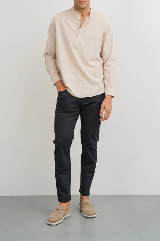 Lightweight Men's Poplin ShirtsBAND COLLAR SHIRT