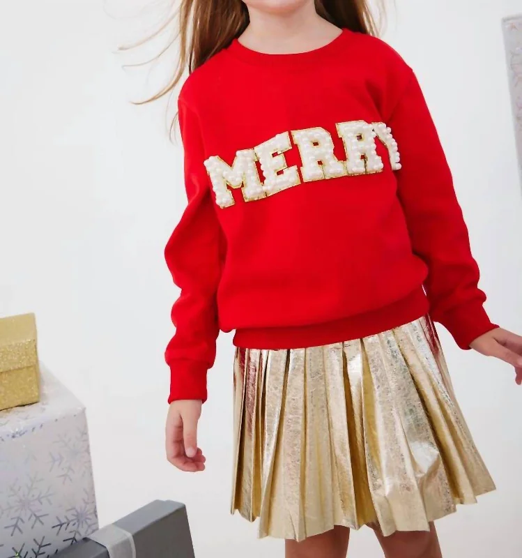 Men's Shirts with Adjustable CuffsWomen's Merry Pearl Sweatshirt - Mommy & Me Edition In Red Men's Shirts with Adjustable CuffsWomen's Merry Pearl Sweatshirt - Mommy & Me Edition In Red