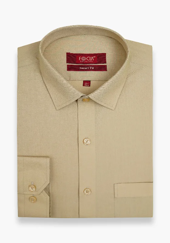 Men's Monochrome Shirts for a Minimalist VibeMen Khaki  Plain Dress Shirt