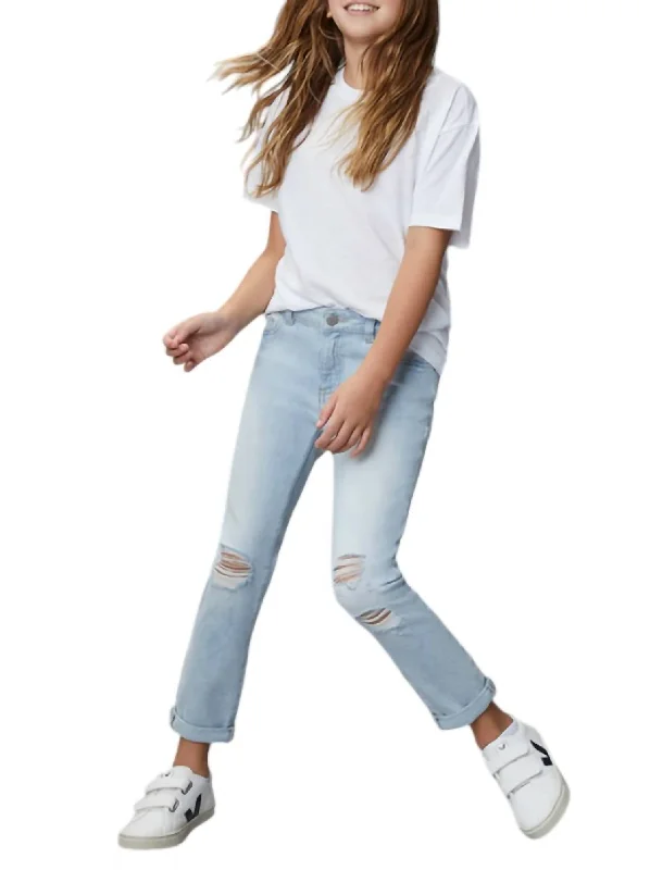 Zip-Fly Men's JeansKid's Ross Distressed Harper Boyfriend Jean Tween In Ultra-Light Wash
