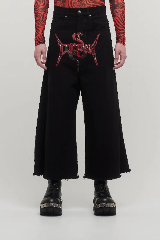 Lu'u Dan Logo Wide Cropped Jeans