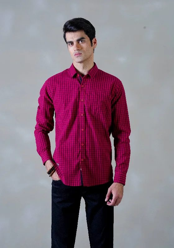Men's Dressy Button-Down Shirts for Formal OccasionsRed Checkered Casual  Shirt