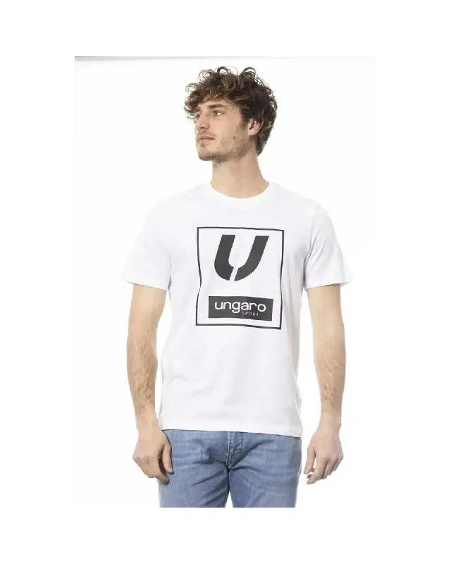 Men's Shirts with Patchwork SleevesUngaro Sport Men's Chic White Cotton Crew Neck Tee - 2XL