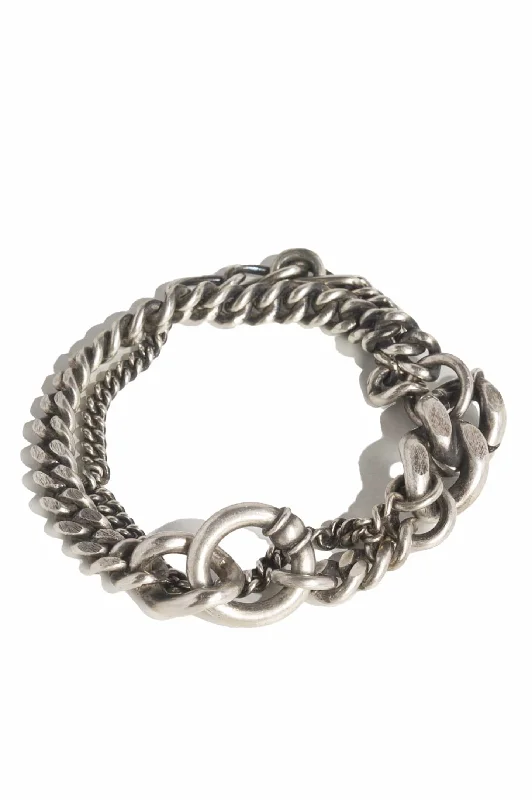 Werkstatt München Silver Two Chains Ring Bracelet