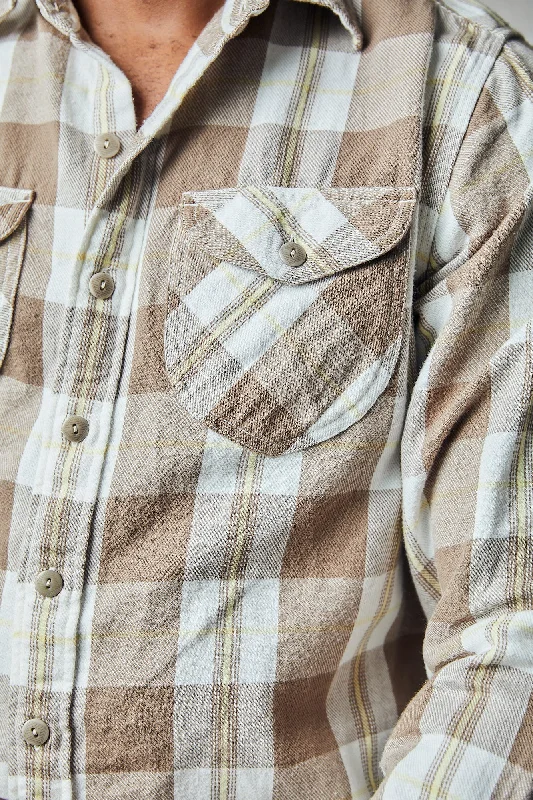 Men's Weekend Shirts for Leisurely OutingsWashed Flannel Workshirt - Buffalo Shadow Plaid Men's Weekend Shirts for Leisurely OutingsWashed Flannel Workshirt - Buffalo Shadow Plaid