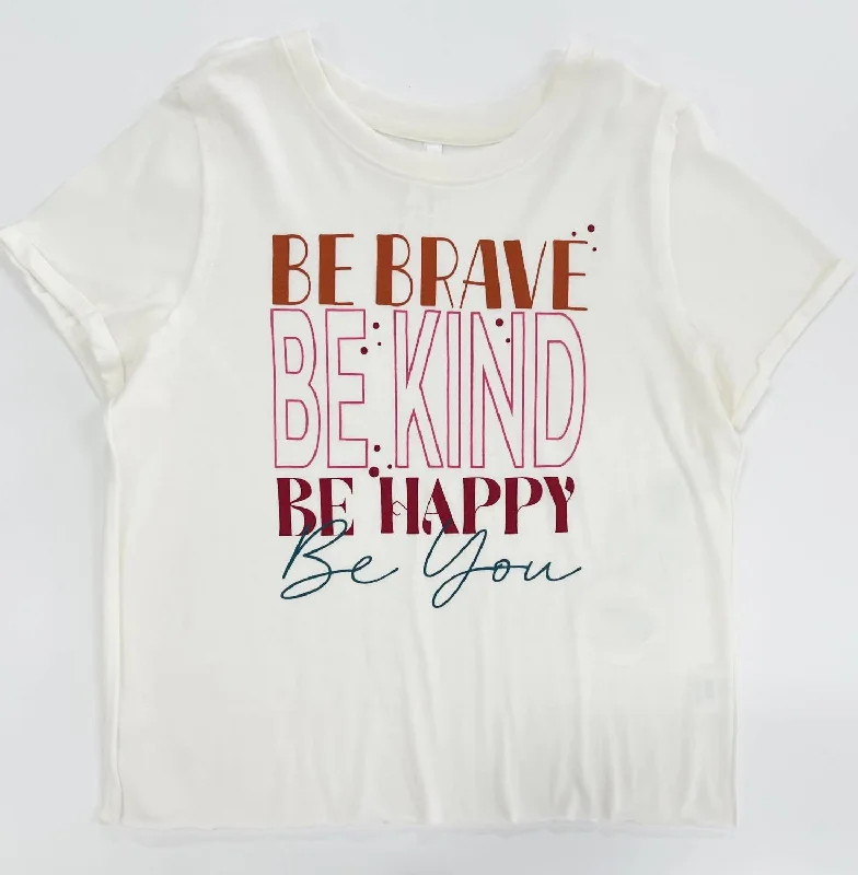 Men's Shirts with Embellished SleevesGirl's Be Brave Be Kind Tee In White