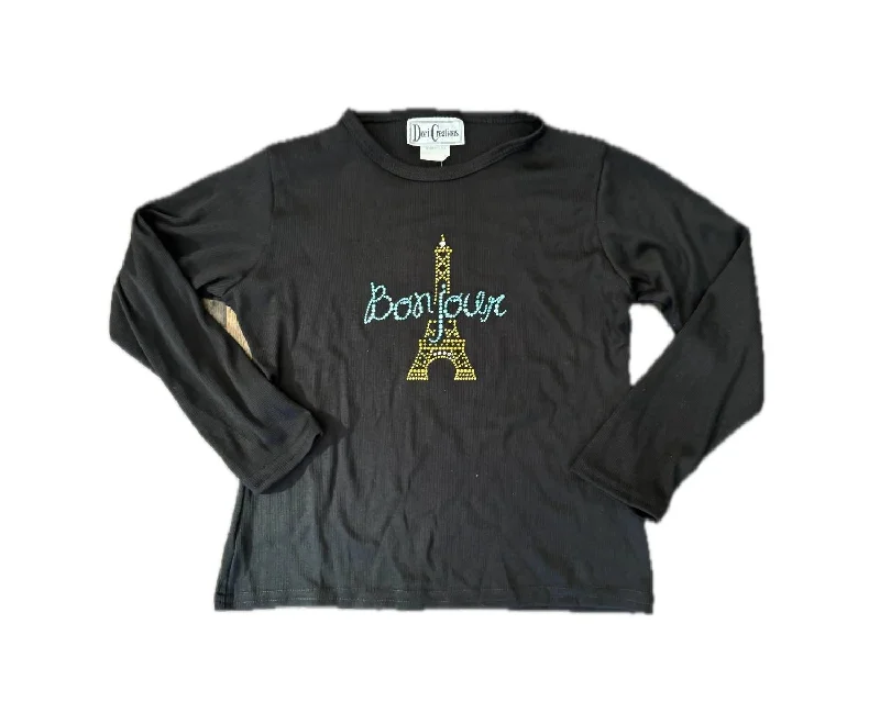 Classic Men's Button-Up ShirtsKid's Bonjour Long Sleeve Tee In Black