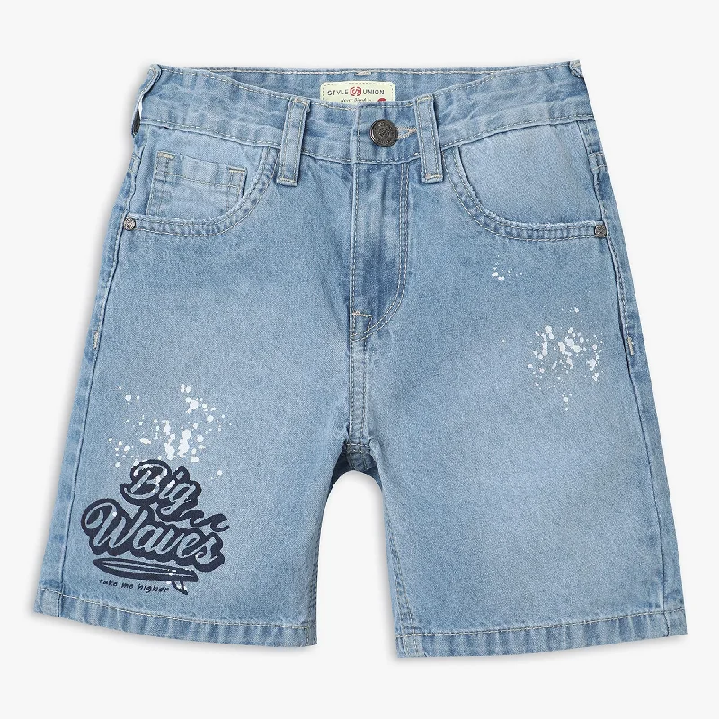 Men's Pants with Moisture-Wicking PropertiesBoys Regular Fit Embellished Mid Rise Shorts
